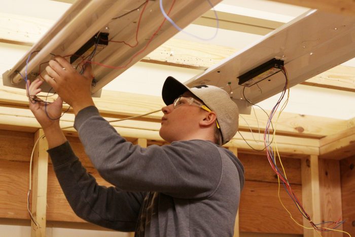 Electrician student working
