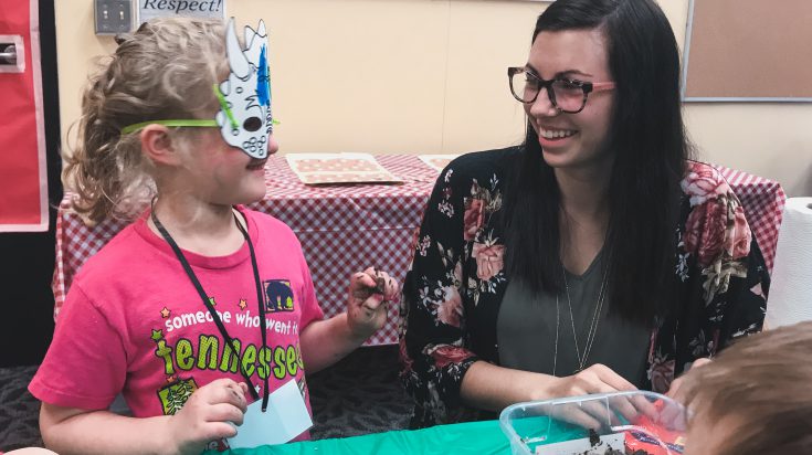 Early childhood student working with a preschooler