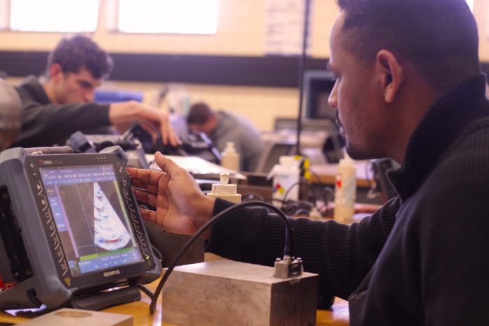Nondestructive testing male student