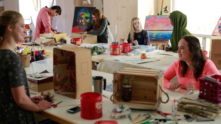 Art students in class