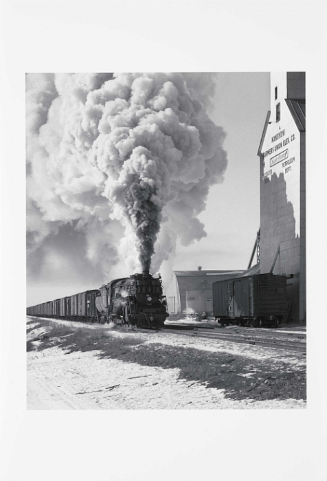 black and white image of locomotive