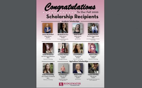 Cover page for the Fall 2020 Scholarship Recipients List