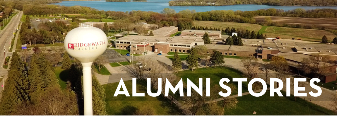 Overhead view of willmar campus with "Alumni Stories" text on the image