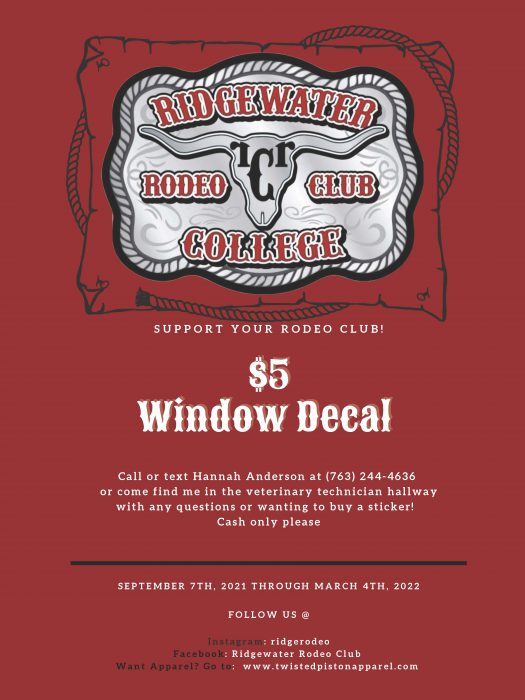 Ridgewater Rodeo Club Window Decal flyer