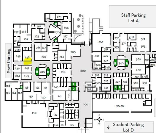 Map of the Hutchinson campus facility, with yellow highlighting the location of the pod.
