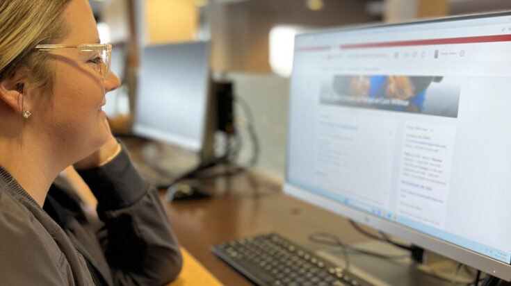 photo of student completing online form