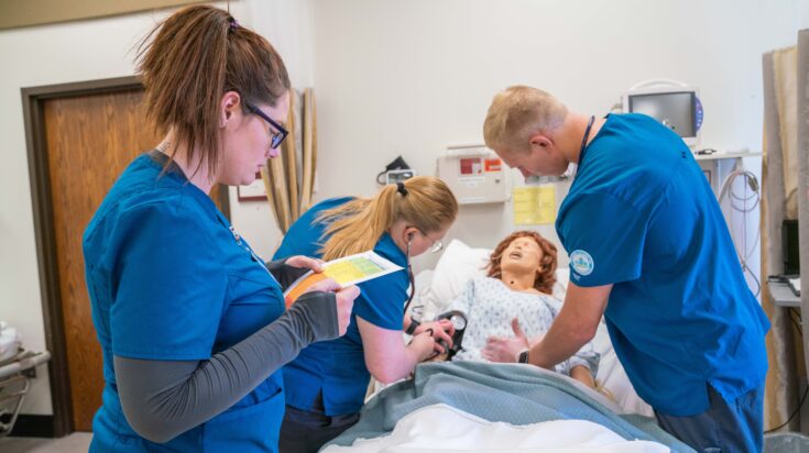 Photo of healthcare students at work